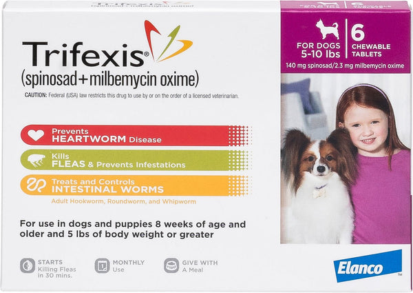 Trifexis Chewable Tablets 5-10 lbs 6 treatments (Magenta Box)