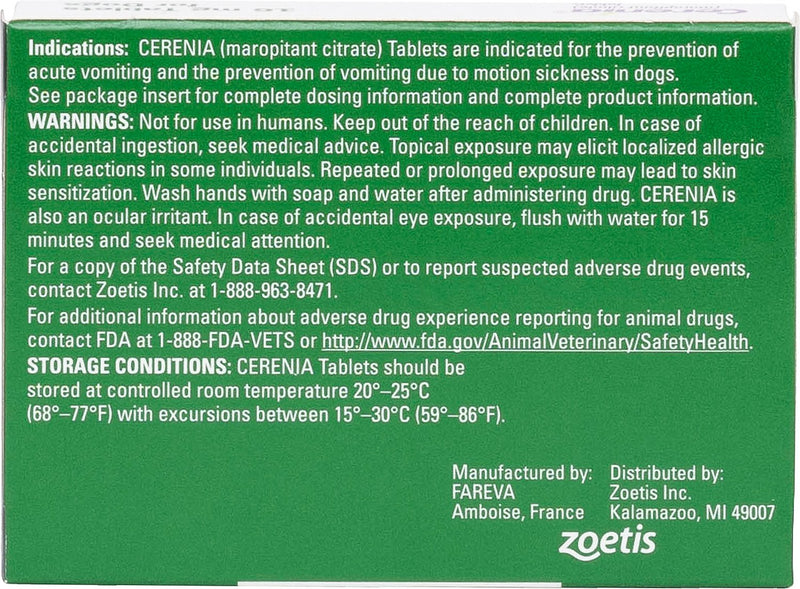 Cerenia (Maropitant Citrate) for Dogs 4 Tablets