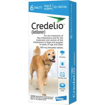 Credelio Chewable Tablets 50.1-100.0 lbs 6 treatments (Blue box)